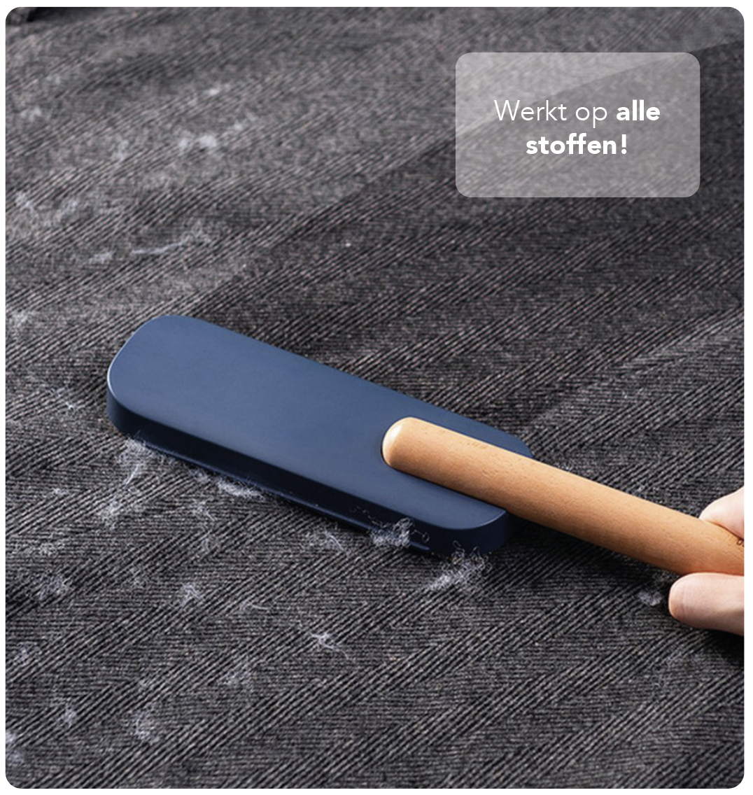 Pluizenverwijderaar - Met Houten Handvat - Grijs