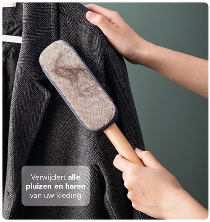Pluizenverwijderaar - Met Houten Handvat - Grijs