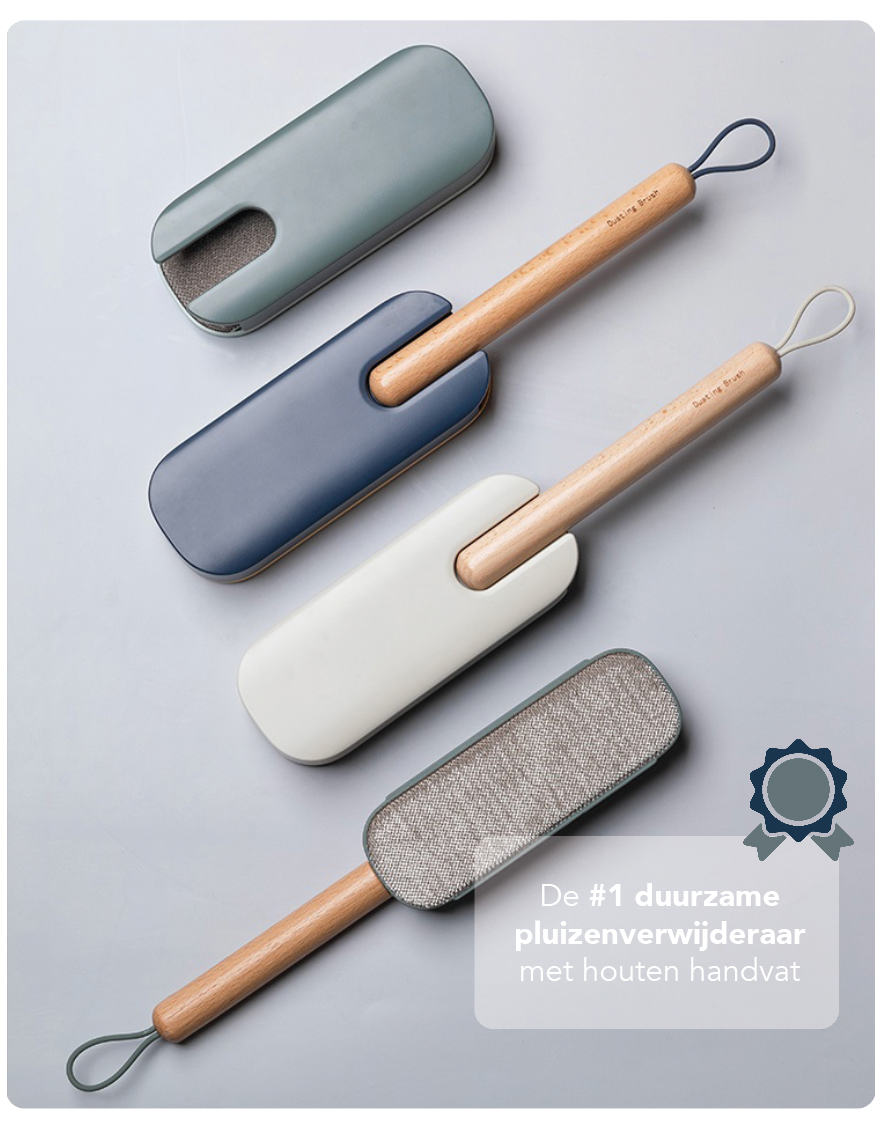 Pluizenverwijderaar - Met Houten Handvat - Grijs